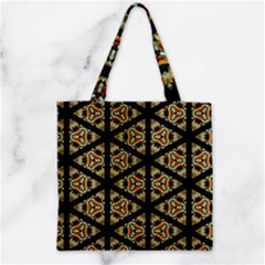 Pattern Stained Glass Triangles Zipper Grocery Tote Bag by Simbadda