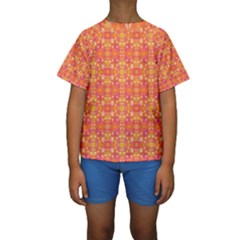  Pattern Abstract Orange Kids  Short Sleeve Swimwear by Simbadda