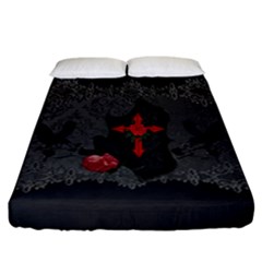 The Crows With Cross Fitted Sheet (california King Size) by FantasyWorld7