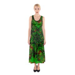 Art Artwork Fractal Digital Art  Green Sleeveless Maxi Dress by Wegoenart