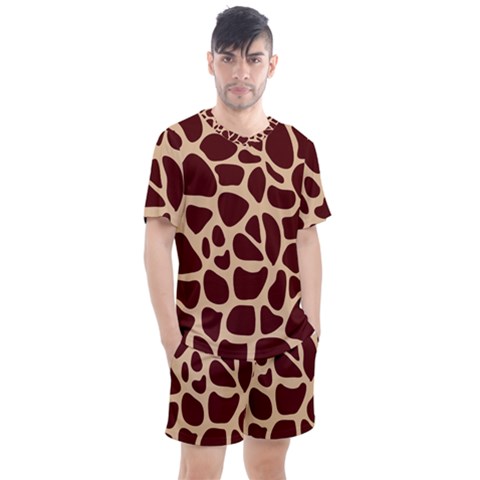 Animal Print Giraffe Patterns Men s Mesh Tee And Shorts Set by Vaneshart