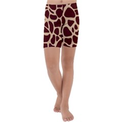 Animal Print Giraffe Patterns Kids  Lightweight Velour Capri Yoga Leggings by Vaneshart