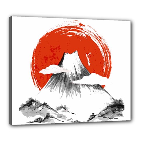 Mount Fuji Mountain Ink Wash Painting Canvas 24  X 20  (stretched) by Vaneshart