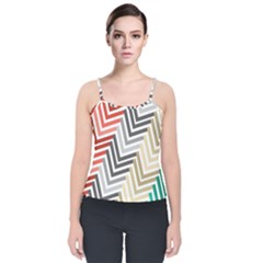 Abstract Colorful Geometric Pattern Velvet Spaghetti Strap Top by Vaneshart