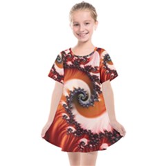 Abstract Fractal Patterns Red Kids  Smock Dress by Vaneshart