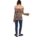 Geometric Pattern Kaleidoscope Art Mirror Image Mosaic Off Shoulder Long Sleeve Top View2