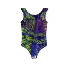 Dark Coleus Kids  Frill Swimsuit by Riverwoman