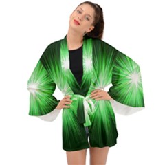 Green Blast Background Long Sleeve Kimono by Mariart