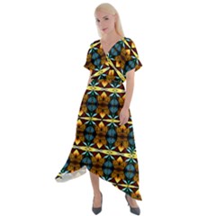 Abstract 20 Cross Front Sharkbite Hem Maxi Dress by ArtworkByPatrick