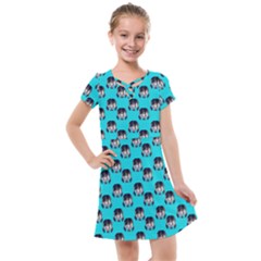 Forest Girl Bight Baby Blue Patttern Kids  Cross Web Dress by snowwhitegirl