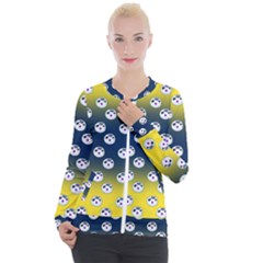 English Breakfast Yellow Pattern Blue Ombre Casual Zip Up Jacket by snowwhitegirl