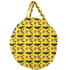 Bat Rose Lips Yellow Pattern Giant Round Zipper Tote by snowwhitegirl