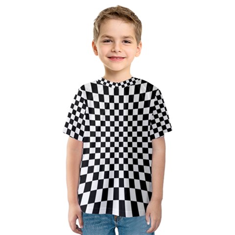 Illusion Checkerboard Black And White Pattern Kids  Sport Mesh Tee by Vaneshart