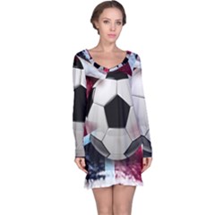 Soccer Ball With Great Britain Flag Long Sleeve Nightdress by Vaneshart