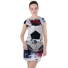 Soccer Ball With Great Britain Flag Drawstring Hooded Dress by Vaneshart