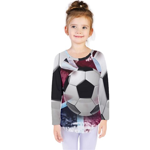 Soccer Ball With Great Britain Flag Kids  Long Sleeve Tee by Vaneshart