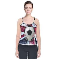 Soccer Ball With Great Britain Flag Velvet Spaghetti Strap Top by Vaneshart