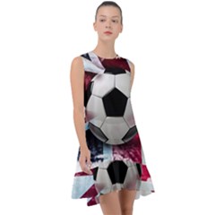 Soccer Ball With Great Britain Flag Frill Swing Dress by Vaneshart