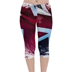 The British Flag Velvet Capri Leggings  by Vaneshart