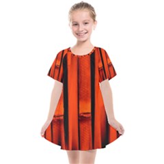 Orange Seamless Bamboo Background Kids  Smock Dress by Vaneshart