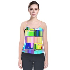 Glitch Art Abstract Velvet Spaghetti Strap Top by Vaneshart