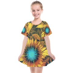 Floral Pattern Background Kids  Smock Dress by Vaneshart