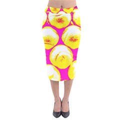 Pop Art Tennis Balls Velvet Midi Pencil Skirt by essentialimage