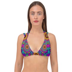 Fern  Mandala  In Strawberry Decorative Style Double Strap Halter Bikini Top by pepitasart