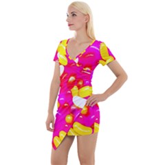 Vibrant Jelly Bean Candy Short Sleeve Asymmetric Mini Dress by essentialimage