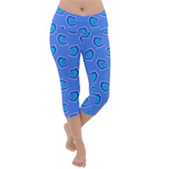 Surfer Pattern Lightweight Velour Capri Yoga Leggings by bloomingvinedesign