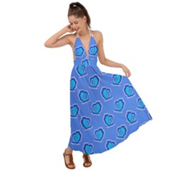 Surfer Pattern Backless Maxi Beach Dress by bloomingvinedesign