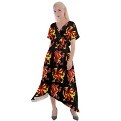 Dragon 4 Cross Front Sharkbite Hem Maxi Dress by ArtworkByPatrick