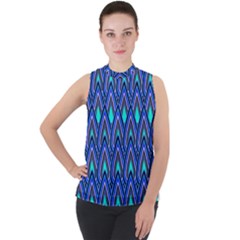 Teardrops In Blue Mock Neck Chiffon Sleeveless Top by bloomingvinedesign