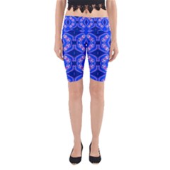 Seamless Fractal Blue Yoga Cropped Leggings by Vaneshart