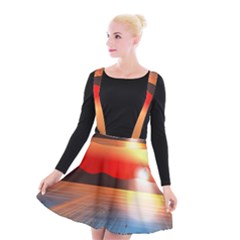 Sunset Water River Sea Sunrays Suspender Skater Skirt by Mariart