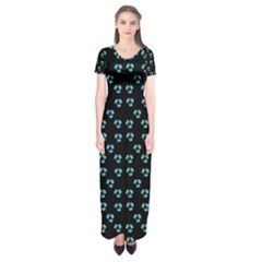 Aqua Pansies Short Sleeve Maxi Dress by snowwhitegirl