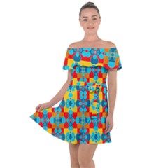 Pop Art  Off Shoulder Velour Dress by Sobalvarro