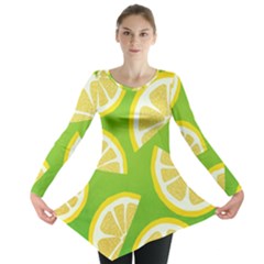 Lemon Fruit Healthy Fruits Food Long Sleeve Tunic  by Wegoenart