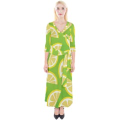 Lemon Fruit Healthy Fruits Food Quarter Sleeve Wrap Maxi Dress by Wegoenart