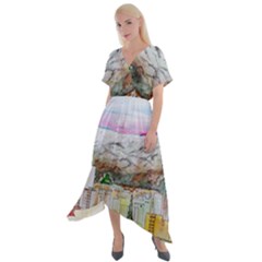 Mendoza City Argentina Mountains Cross Front Sharkbite Hem Maxi Dress by Wegoenart