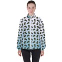 Blue Gradient Flower Women s High Neck Windbreaker View1