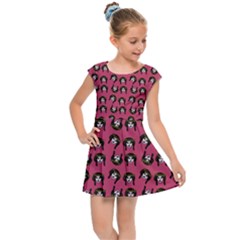 Retro Girl Daisy Chain Pattern Pink Kids  Cap Sleeve Dress by snowwhitegirl