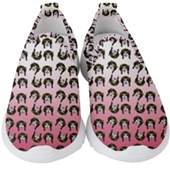 Retro Girl Daisy Chain Pattern Kids  Slip On Sneakers by snowwhitegirl