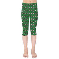 Retro Girl Daisy Chain Pattern Green Kids  Capri Leggings  by snowwhitegirl