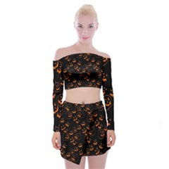 Jack O Lanterns Off Shoulder Top With Mini Skirt Set by bloomingvinedesign