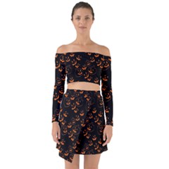 Jack O Lanterns Off Shoulder Top With Skirt Set by bloomingvinedesign