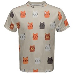 Cat Faces Pattern Men s Cotton Tee by Vaneshart