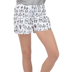 Black And White Summer Vector Pattern Women s Velour Lounge Shorts by Vaneshart