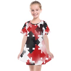 Black And Red Multi Direction Kids  Smock Dress by Vaneshart