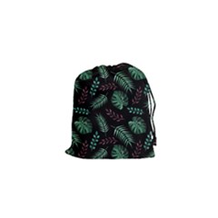 Tropical Leaves Pattern Drawstring Pouch (xs) by Vaneshart